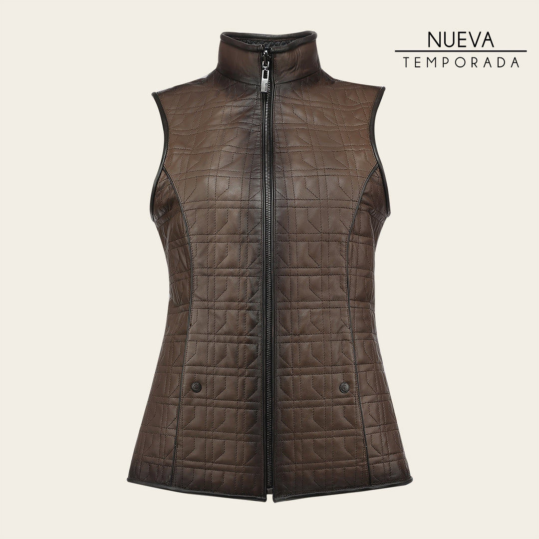 Chaleco reversible en piel genuina de ovino para dama