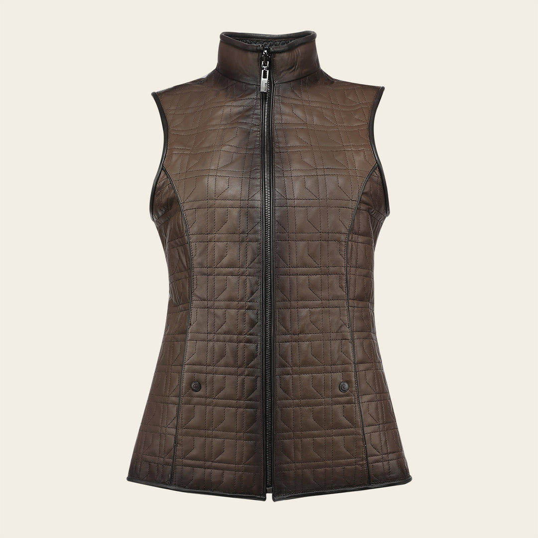 Chaleco reversible en piel genuina de ovino para dama