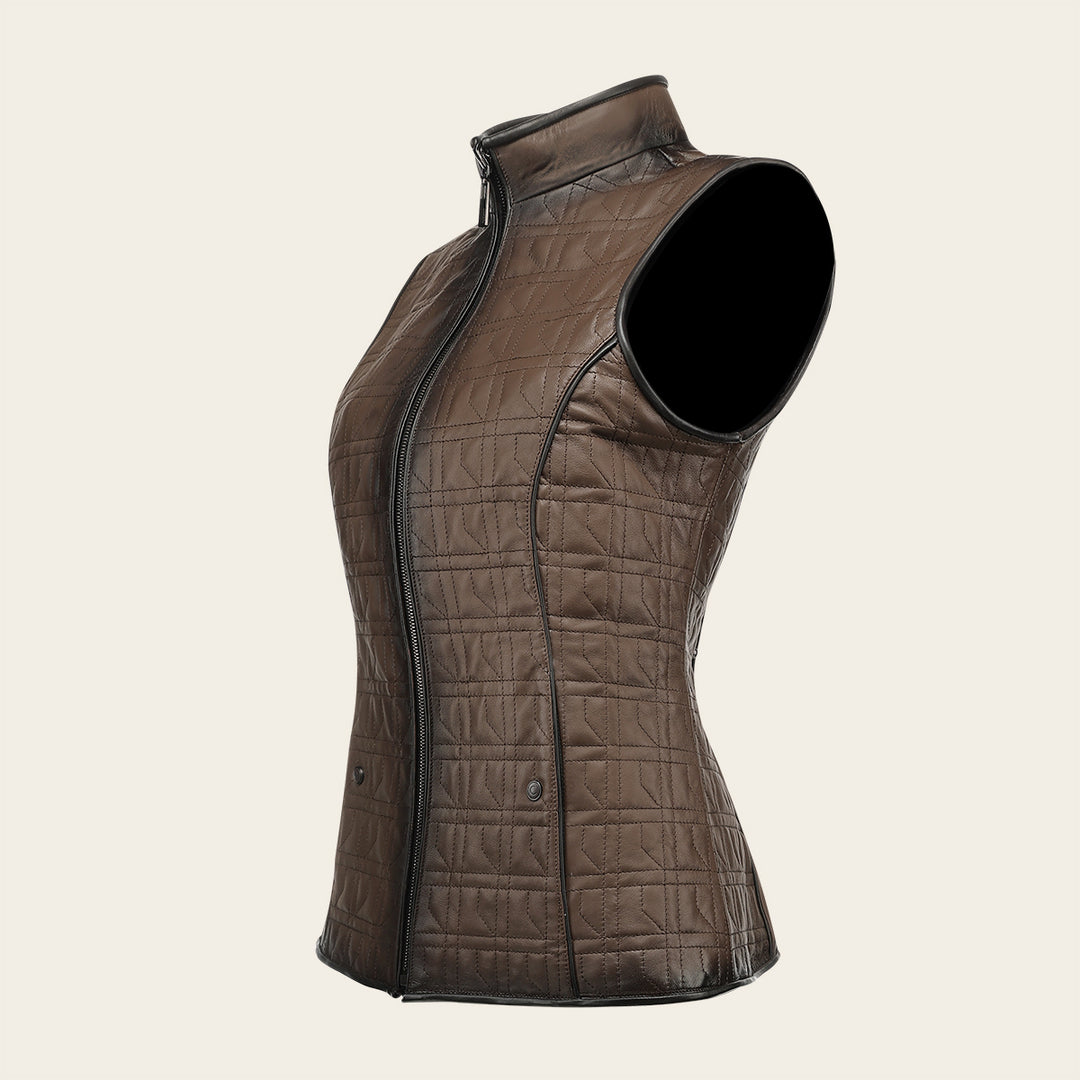 Chaleco reversible en piel genuina de ovino para dama