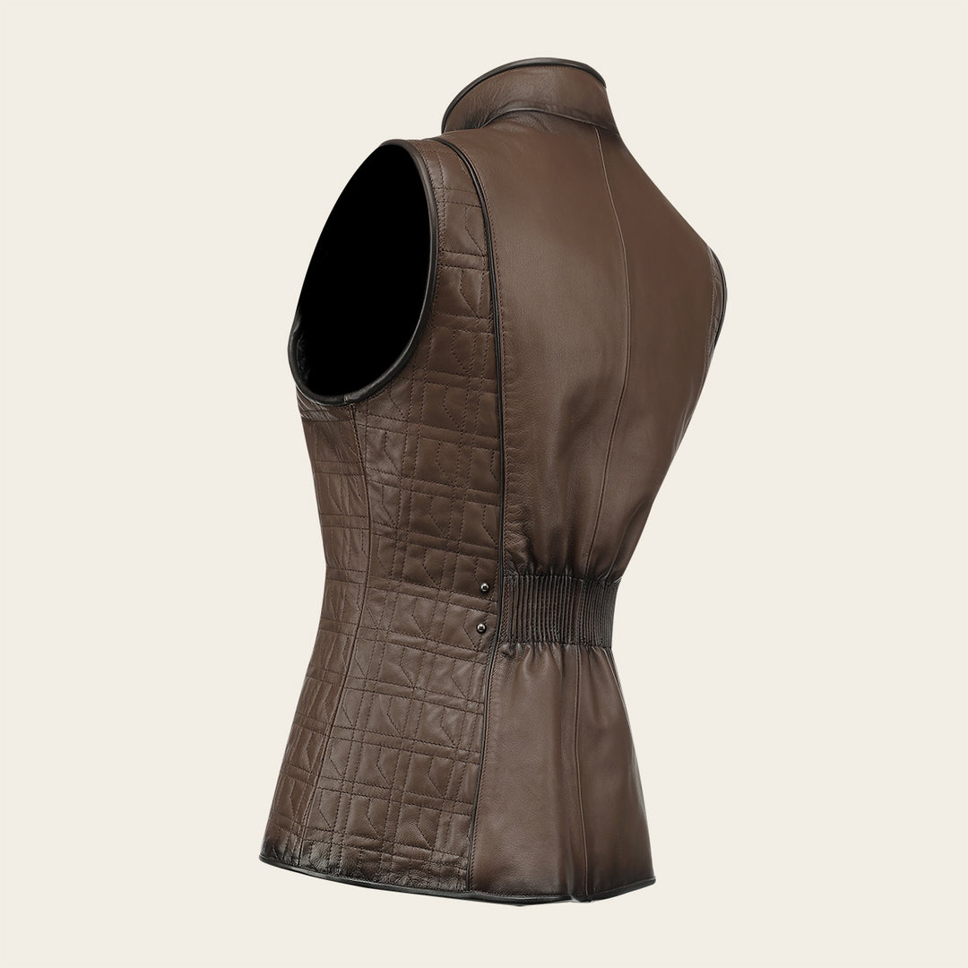 Chaleco reversible en piel genuina de ovino para dama