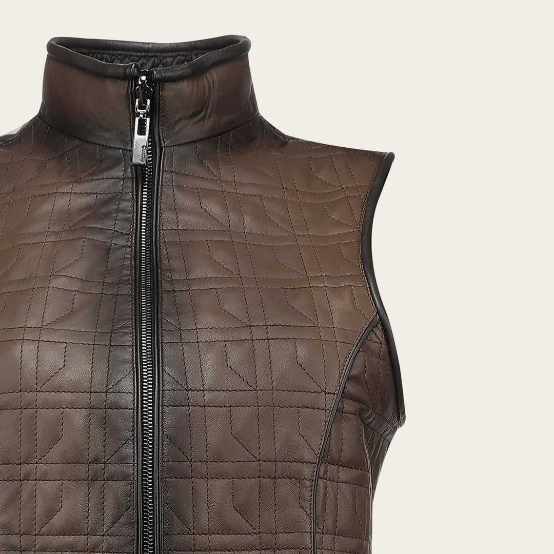 Chaleco reversible en piel genuina de ovino para dama