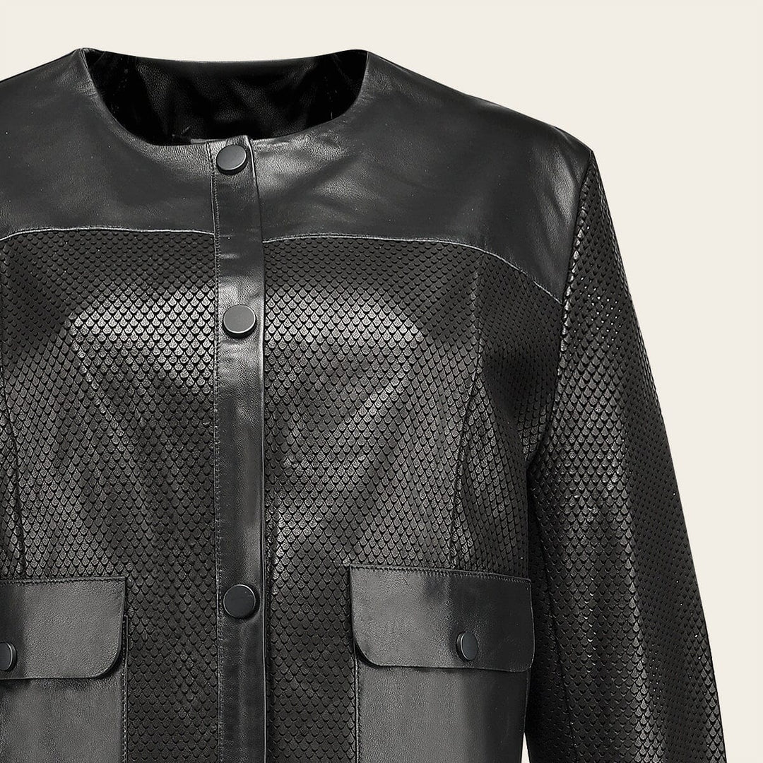 Chamarra en piel genuina de cordero para dama Chamarras 