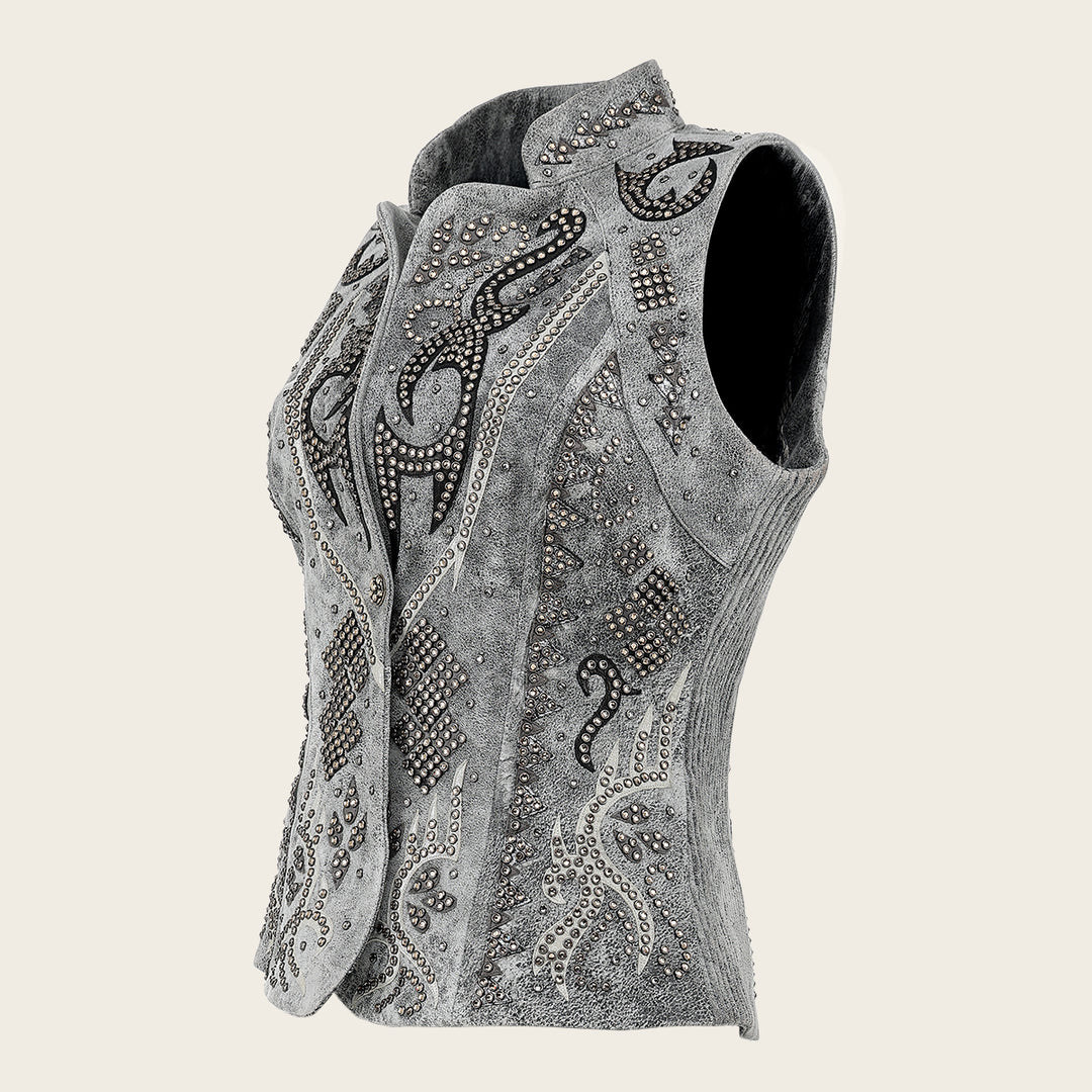 Chaleco en piel genuina de ovino para dama