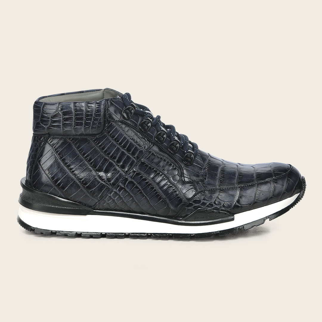 Tenis  high-top "Franco Cuadra Signature" en piel genuina de alligator para caballero