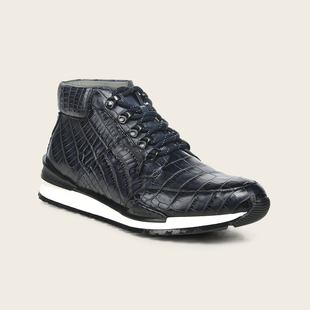 Tenis  high-top "Franco Cuadra Signature" en piel genuina de alligator para caballero