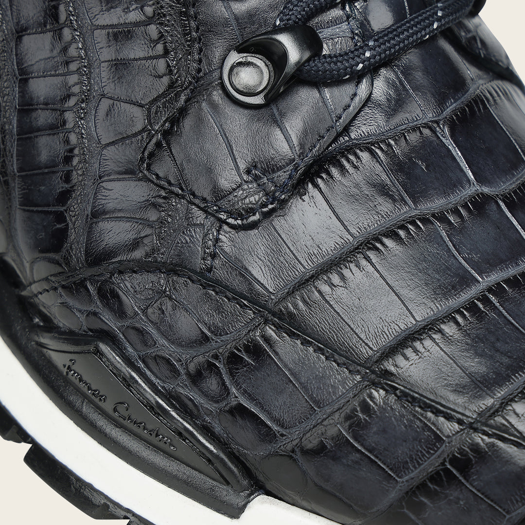 Tenis  high-top "Franco Cuadra Signature" en piel genuina de alligator para caballero