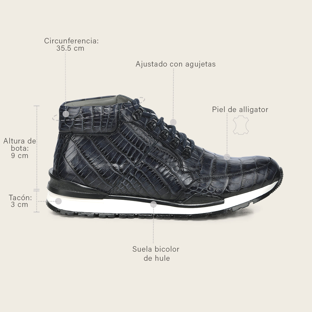 Tenis  high-top "Franco Cuadra Signature" en piel genuina de alligator para caballero