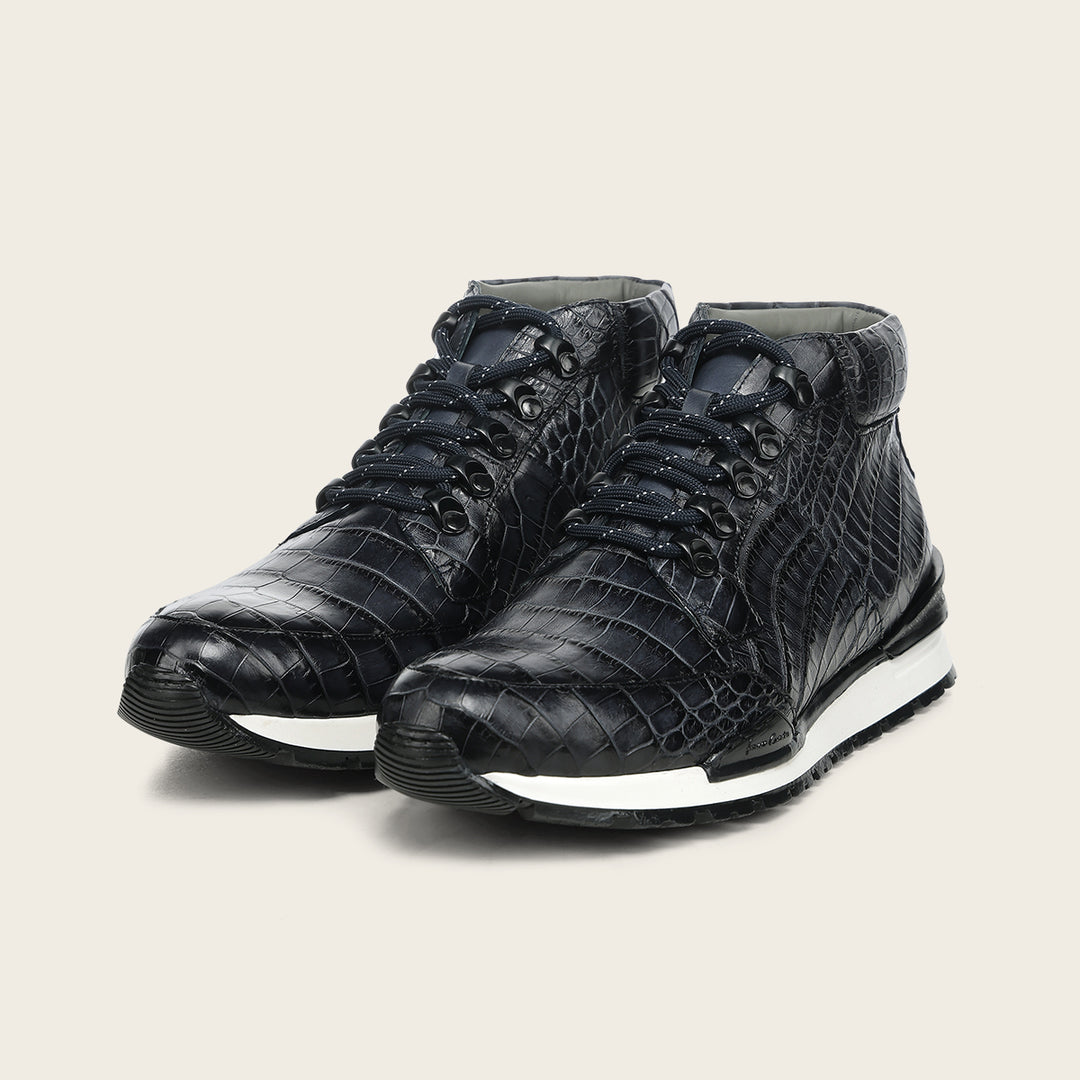 Tenis  high-top "Franco Cuadra Signature" en piel genuina de alligator para caballero