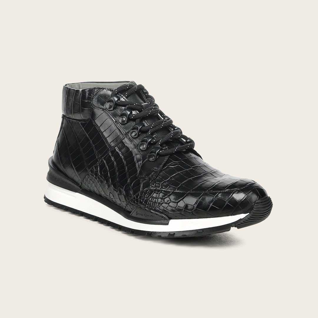 Tenis  high-top "Franco Cuadra Signature" en piel genuina de alligator para caballero