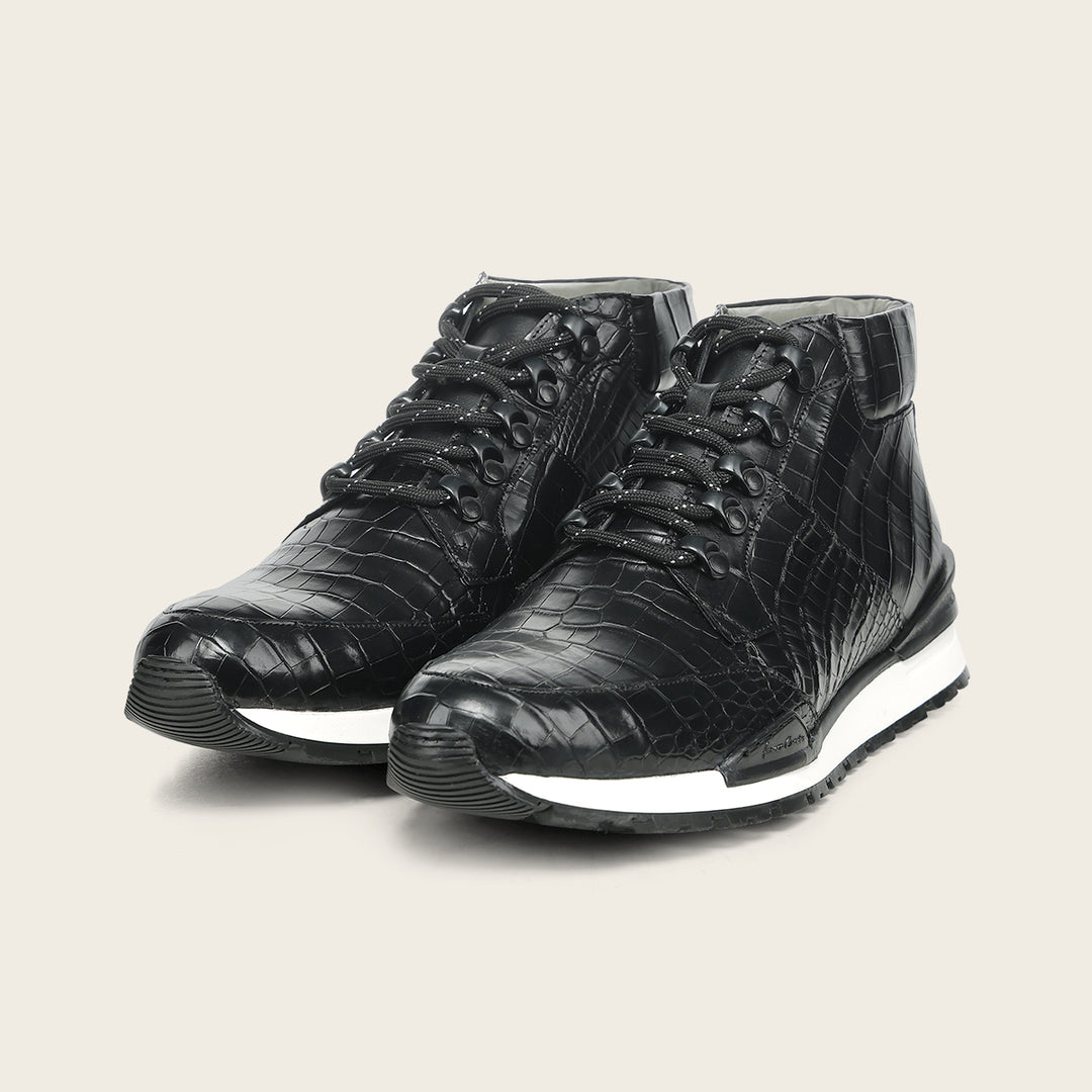 Tenis  high-top "Franco Cuadra Signature" en piel genuina de alligator para caballero