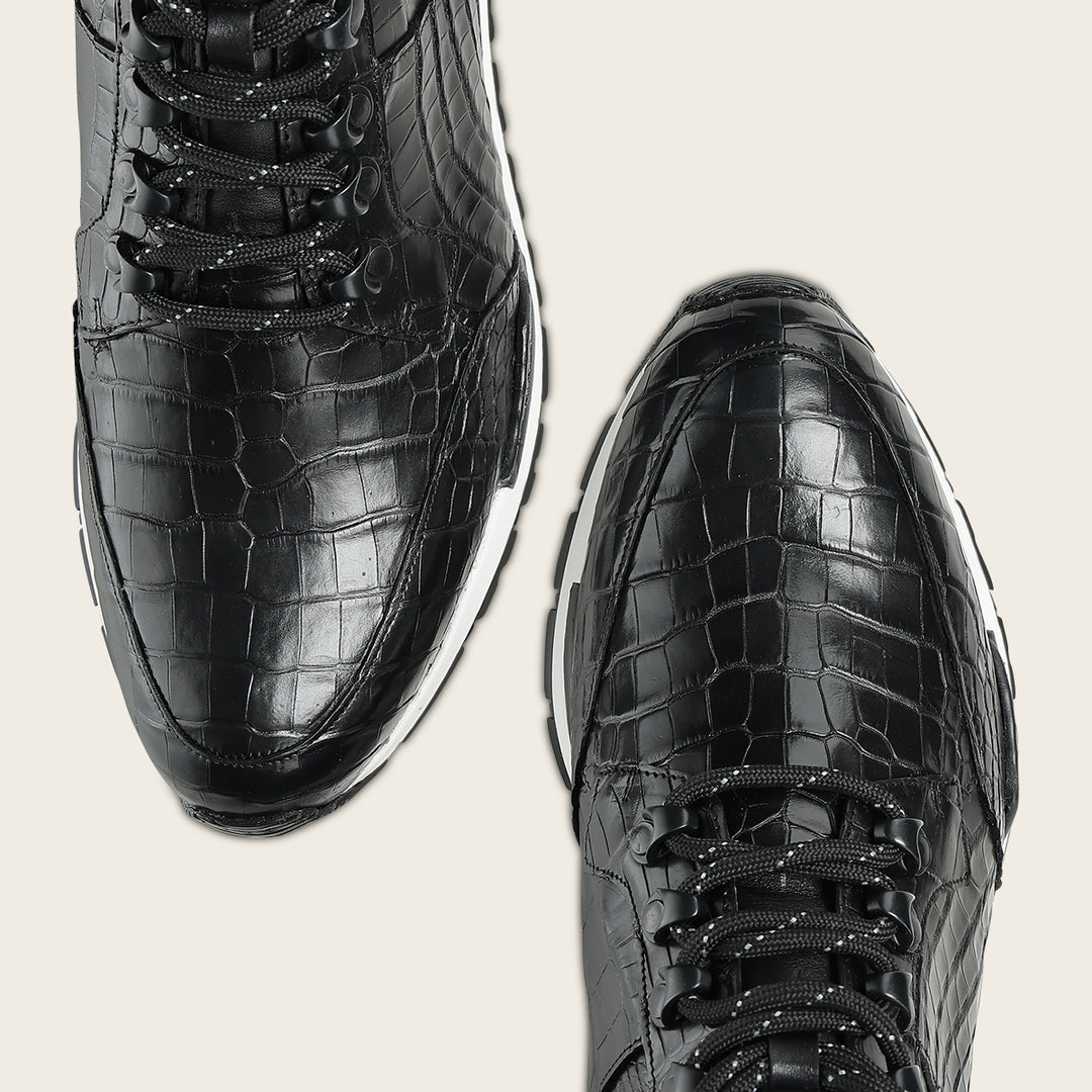 Tenis  high-top "Franco Cuadra Signature" en piel genuina de alligator para caballero