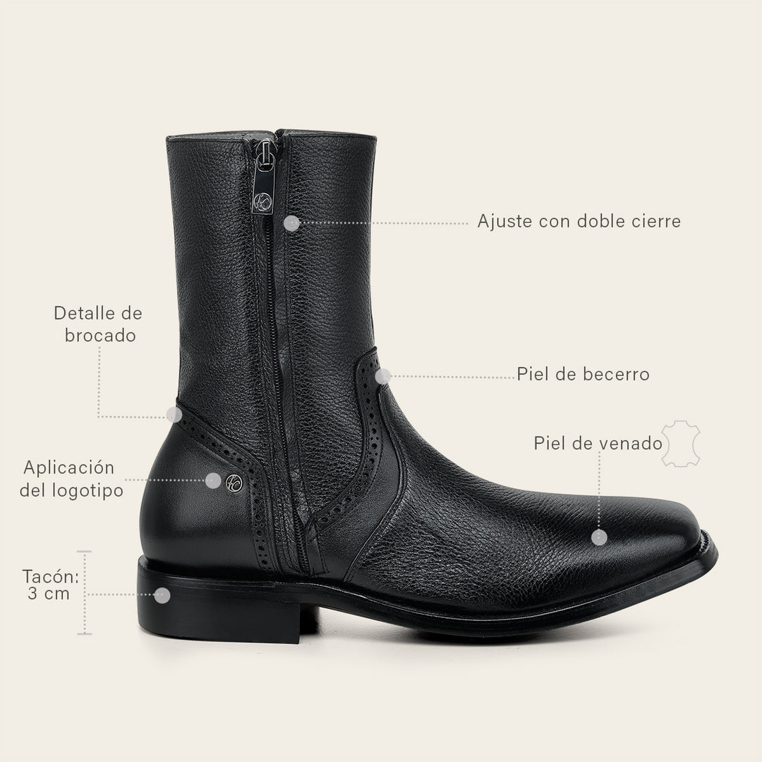 Botín de vestir en piel genuina de venado para caballero