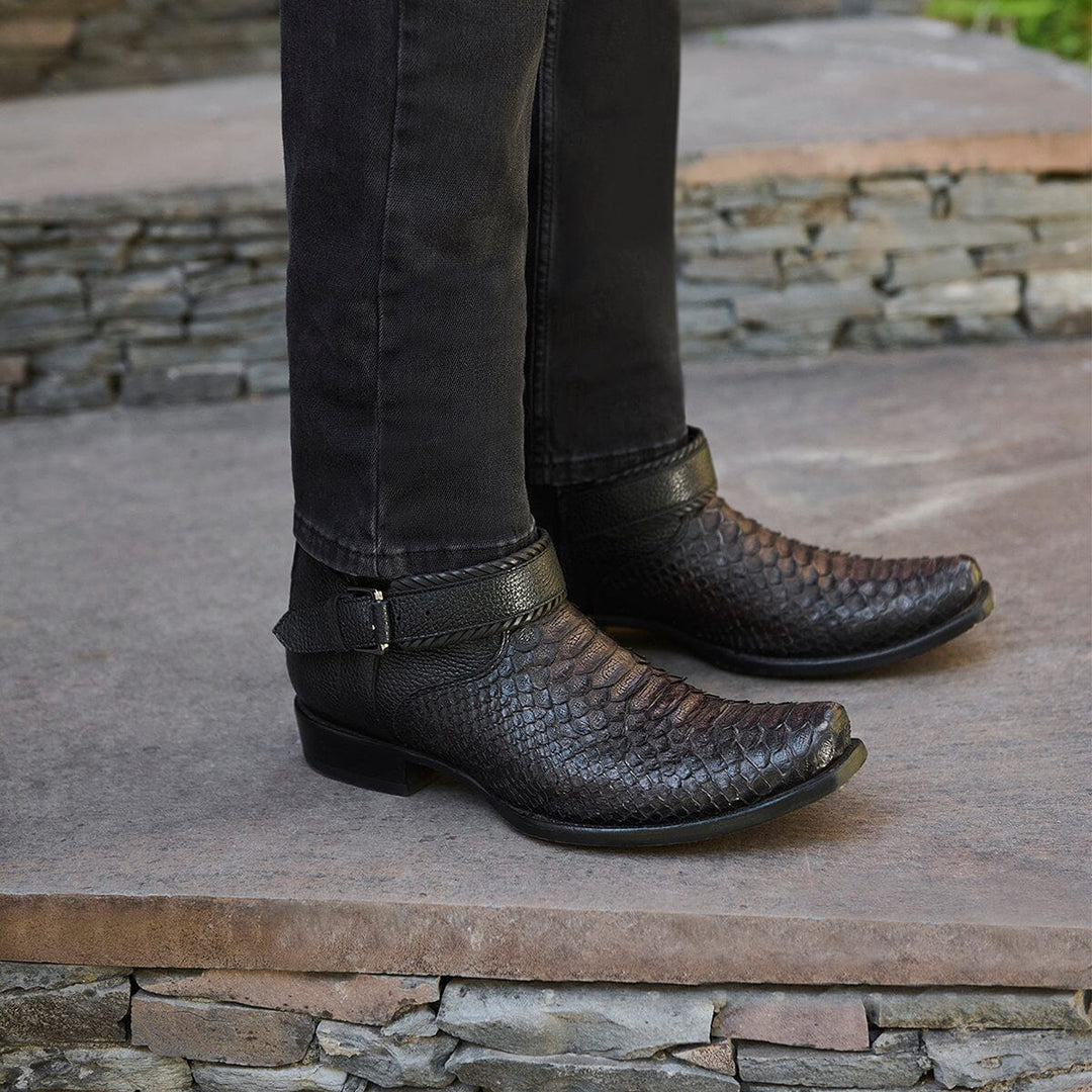 Botín urbano en piel genuina de pitón para caballero Botas y Botines 