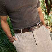 Cinturón de vestir en piel genuina de alligator para caballero Cinturones 