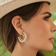 Arracadas en piel genuina para dama. Joyería 