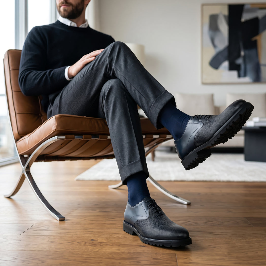 Zapato de vestir tipo Oxford en piel genuina de venado para caballero