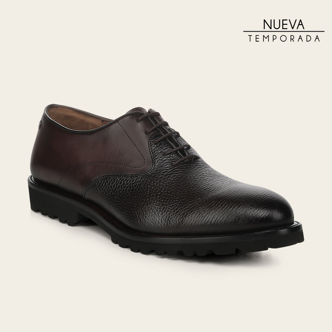 Zapato de vestir tipo Oxford en piel genuina de venado para caballero