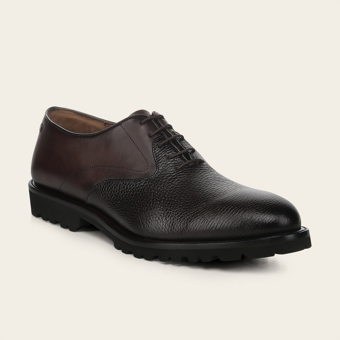Zapato de vestir tipo Oxford en piel genuina de venado para caballero