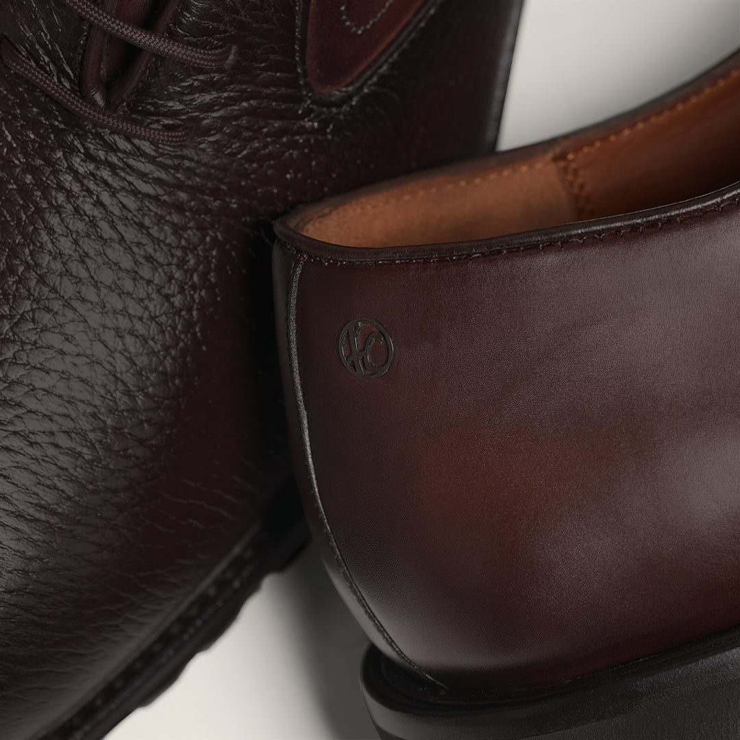 Zapato de vestir tipo Oxford en piel genuina de venado para caballero