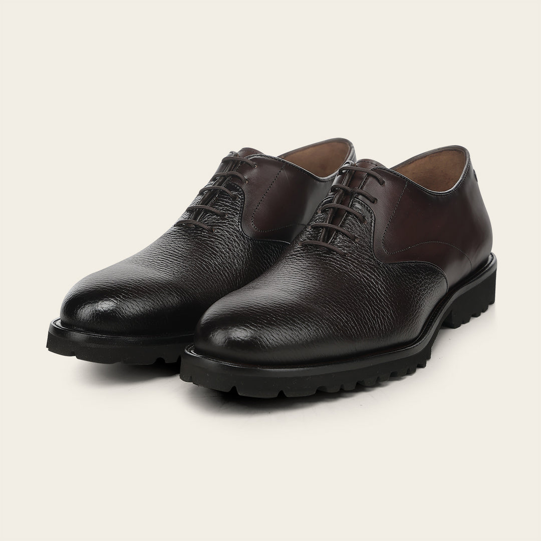 Zapato de vestir tipo Oxford en piel genuina de venado para caballero