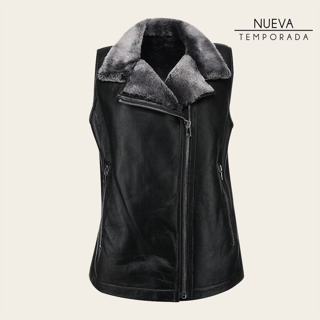 Chaleco en piel genuina de ovino para dama Chalecos 