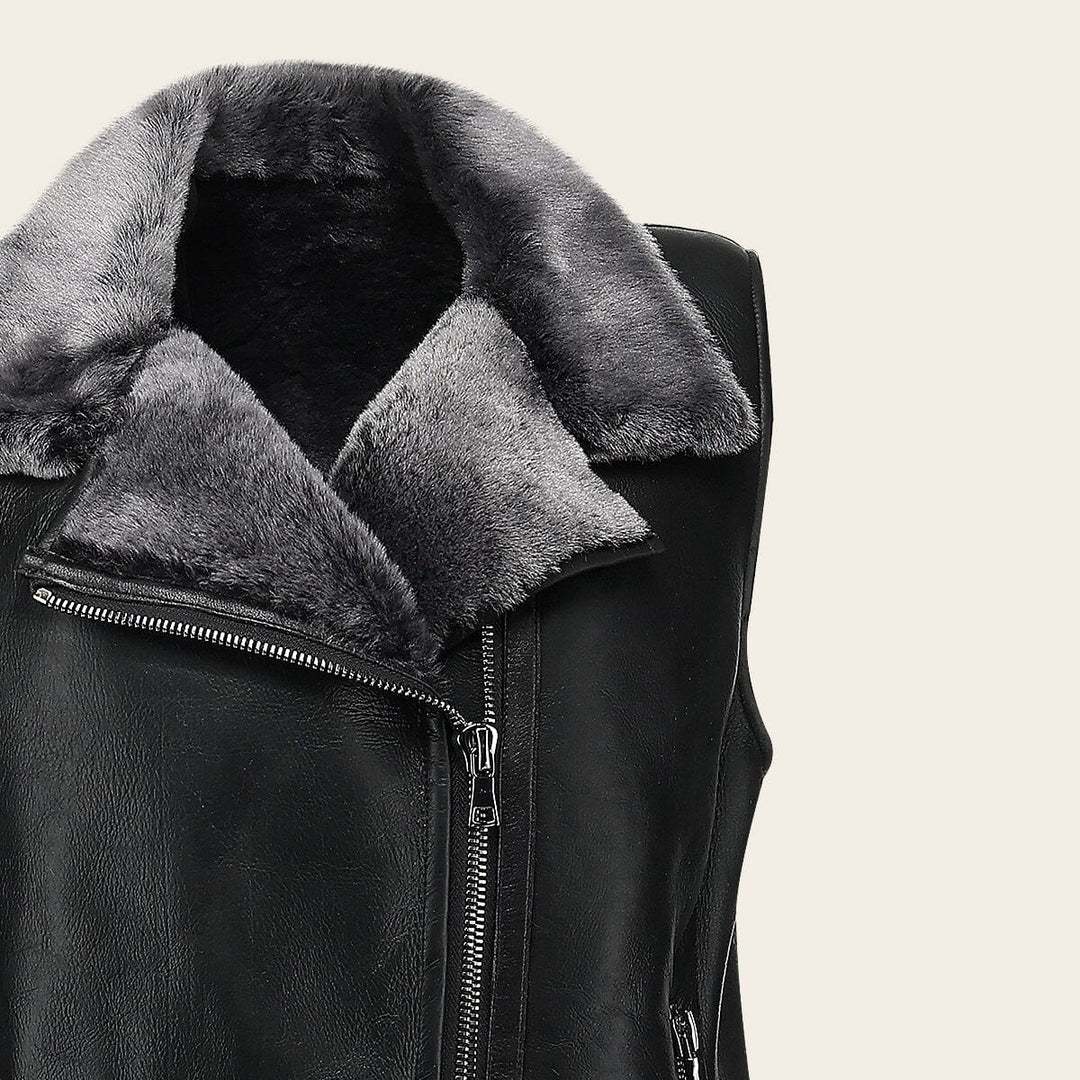 Chaleco en piel genuina de ovino para dama Chalecos 