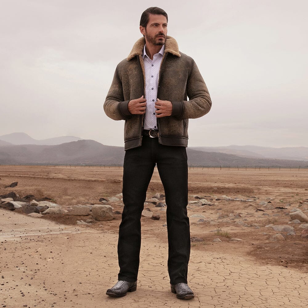 Chamarra en piel genuina de ovino para caballero Chamarras 