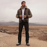 Chamarra en piel genuina de ovino para caballero Chamarras 