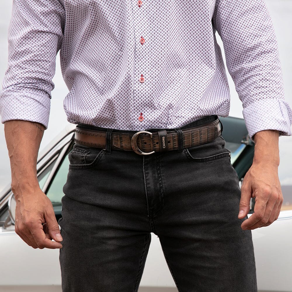 Cinturón casual en piel genuina de alligator para caballero Cinturones 