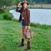 Tote en piel genuina de pitón para dama Bolsos y Maletas 