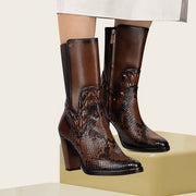 Botín de vestir en piel genuina de pitón para dama Botas y Botines 