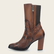 Botín de vestir en piel genuina de pitón para dama Botas y Botines 