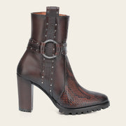 Botín de vestir en piel genuina de pitón para dama Botas y Botines 