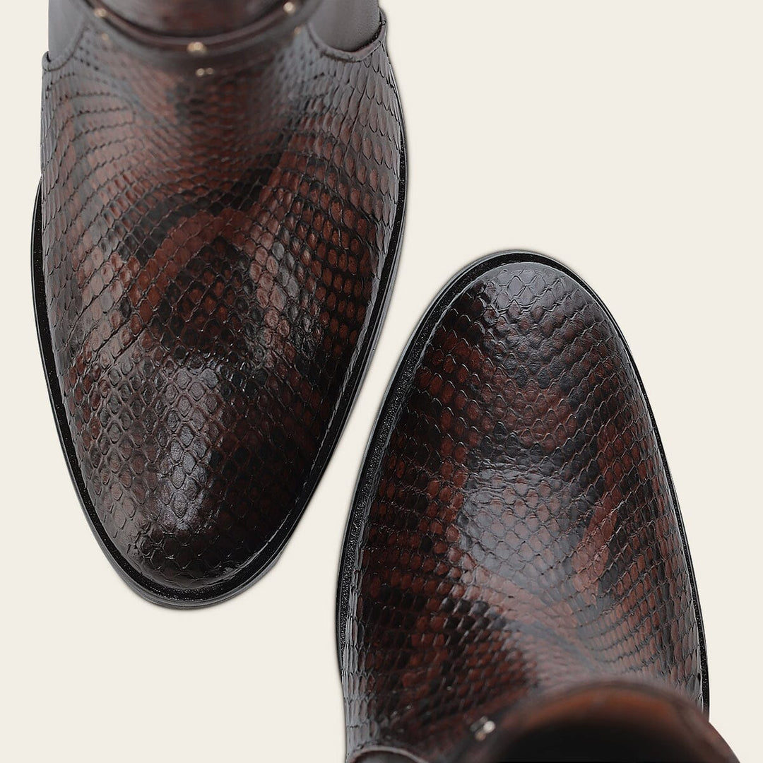 Botín de vestir en piel genuina de pitón para dama Botas y Botines 