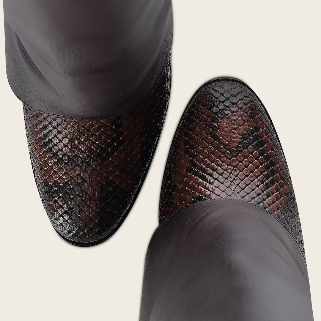 Bota plegable de vestir en piel genuina de pitón para dama Botas y Botines 