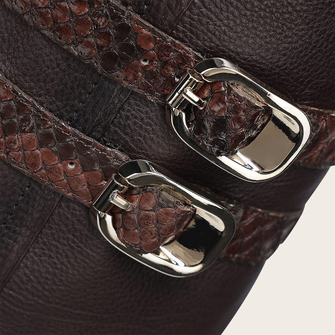 Bota plegable de vestir en piel genuina de pitón para dama Botas y Botines 