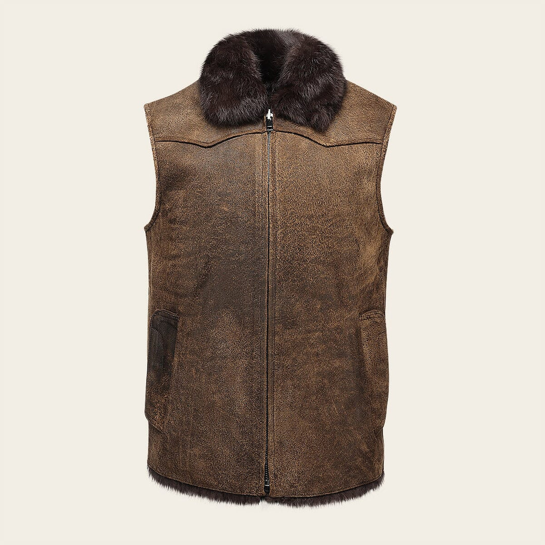 Chaleco reversible en piel genuina de ovino con pelo para caballero Chalecos 