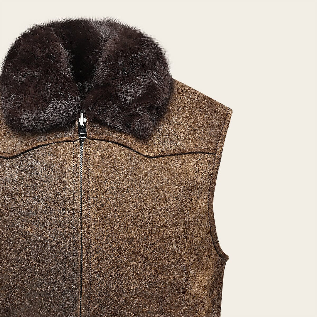 Chaleco reversible en piel genuina de ovino con pelo para caballero Chalecos 