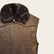 Chaleco reversible en piel genuina de ovino con pelo para caballero Chalecos 