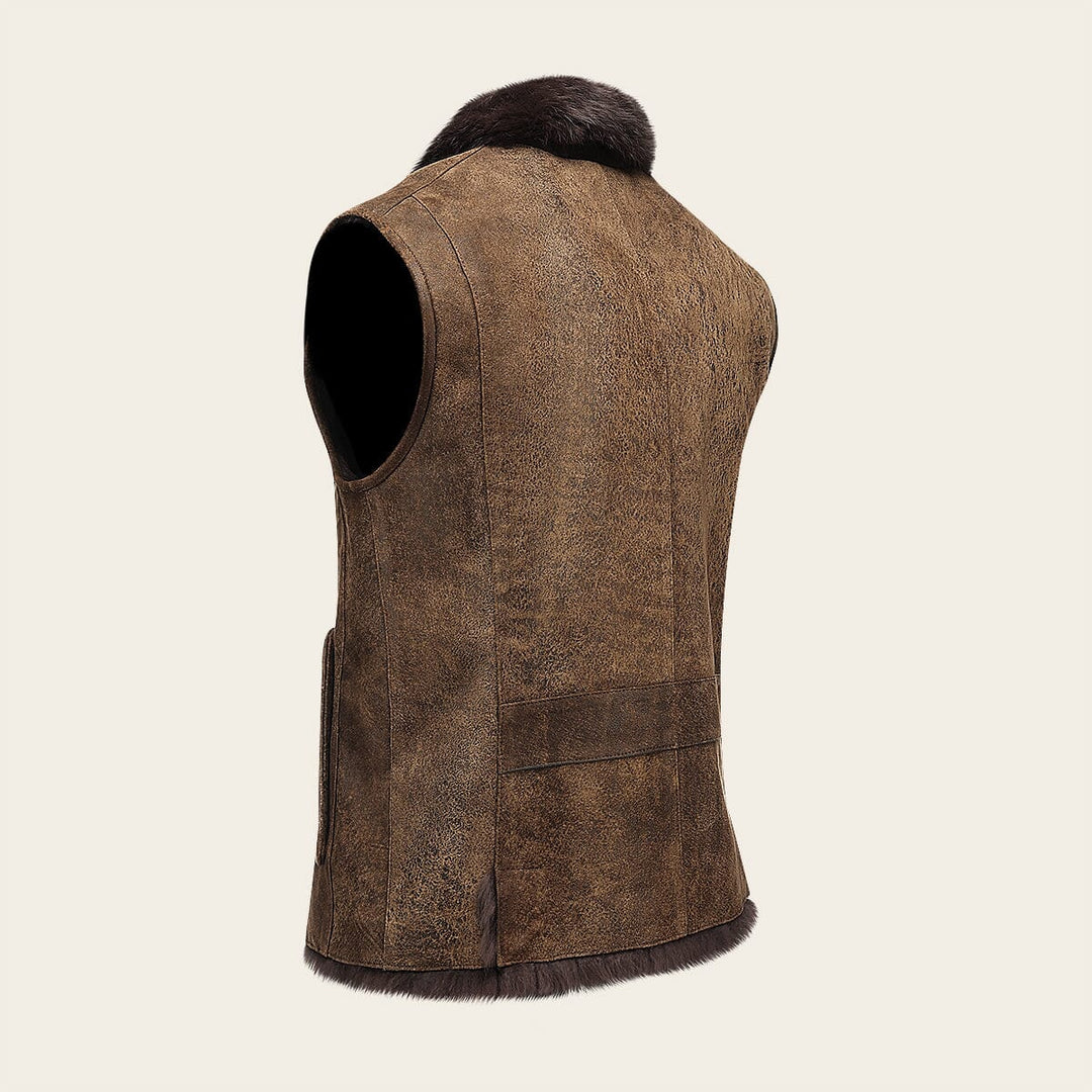 Chaleco reversible en piel genuina de ovino con pelo para caballero Chalecos 