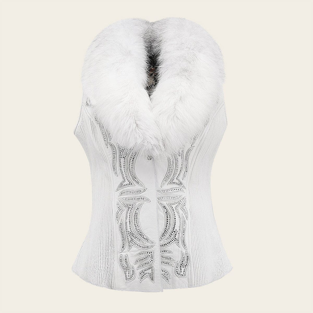 Chaleco de piel con cuello en piel genuino de zorro (Copy) Chalecos 
