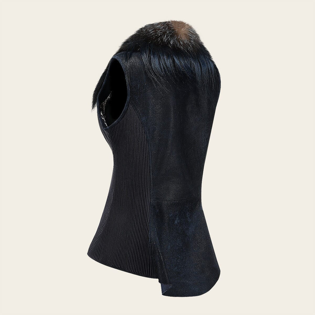Chaleco en piel genuina de ovino y pelo de zorro para dama Chalecos 