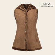 Chaleco en piel genuina de ovino para dama Chalecos 