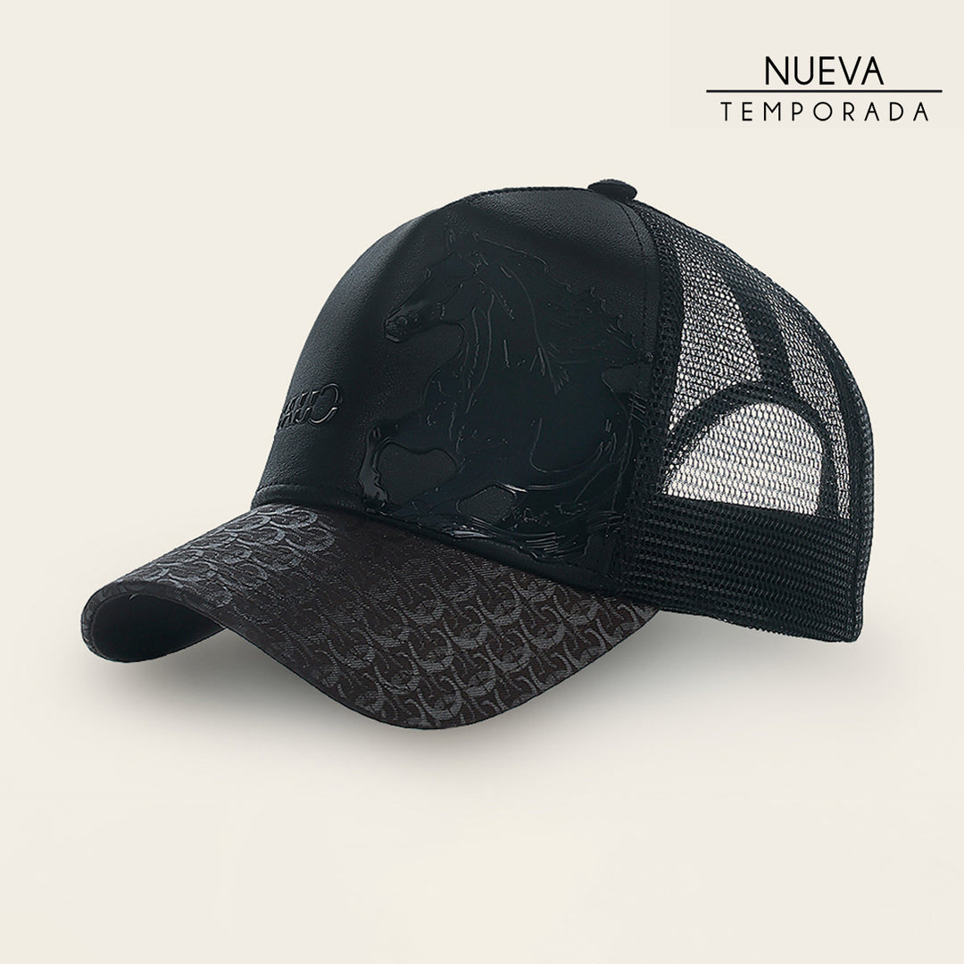 Gorra en piel genuina con diseño de caballo