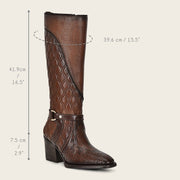 Bota alta en piel genuina de pitón Botas y Botines 