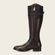 Bota casual en piel genuina de pitón para dama Botas y Botines 