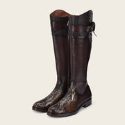 Bota casual en piel genuina de pitón para dama Botas y Botines 