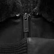 Chamarra en piel genuina con cuello de pelo Ropa 