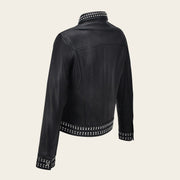 Chamarra en piel genuina con estoperoles Chamarras 